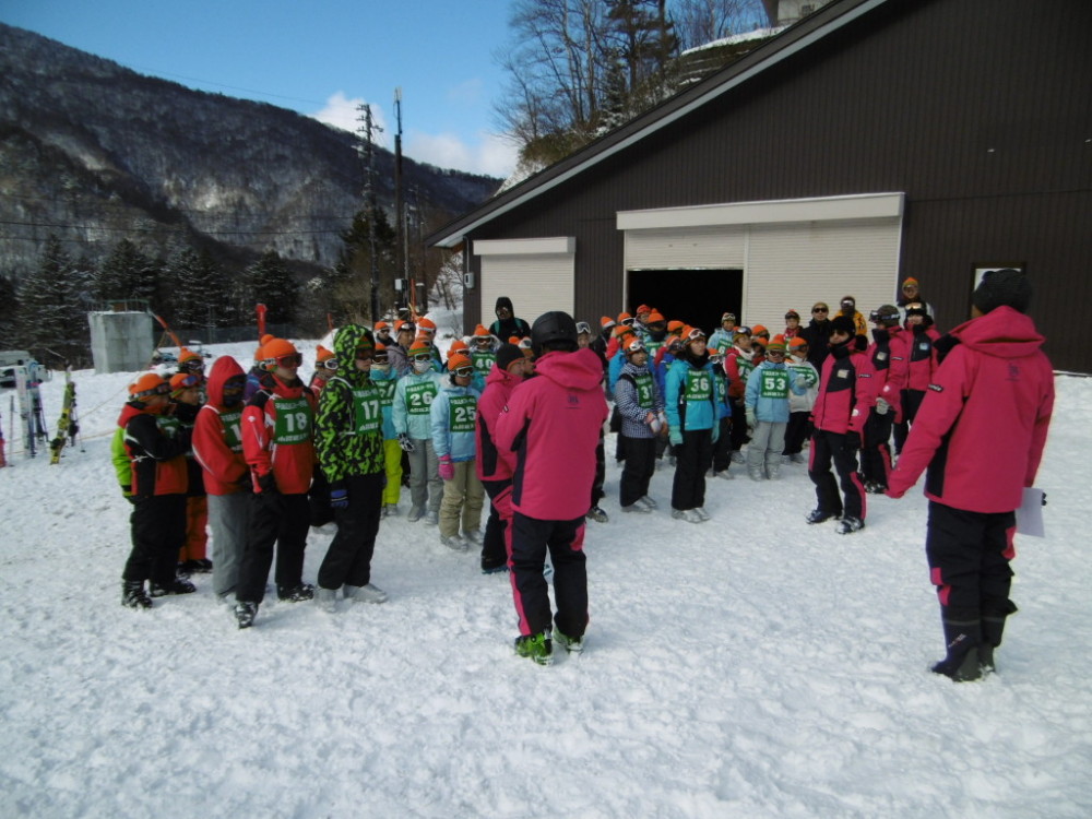 スキー学校の先生に挨拶